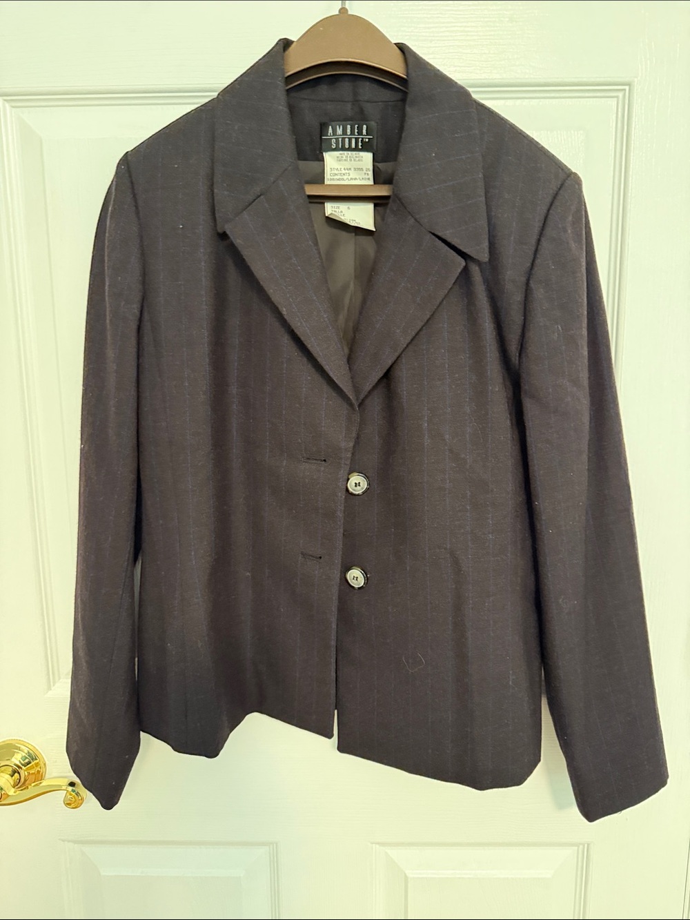 Anne Klein Black Pinstripe Two-Button Blazer